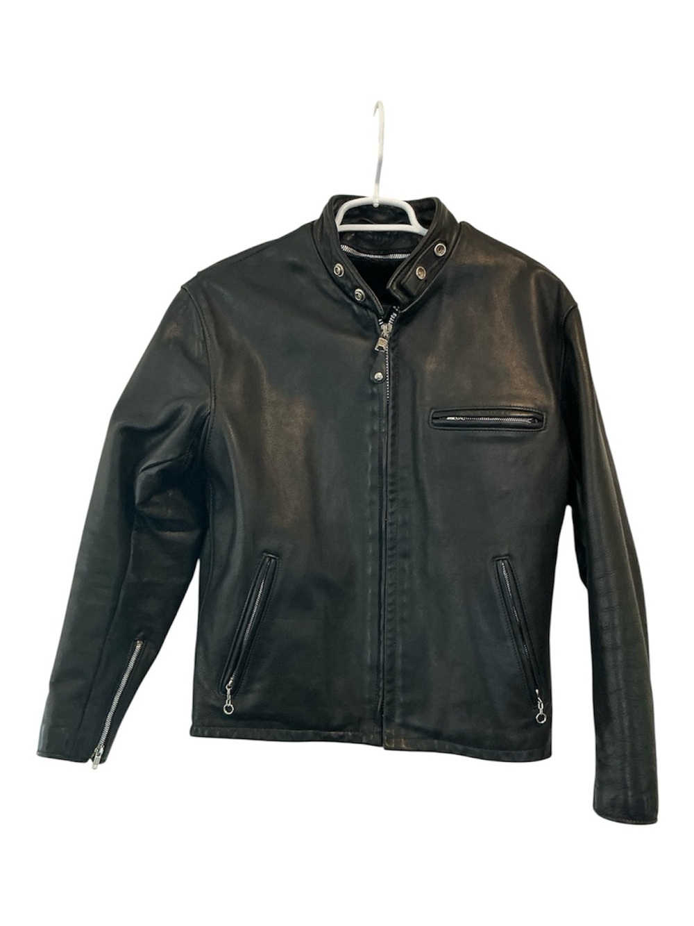 Schott NYC Cafe Racer Motorcycle Jacket 141 Naked Cowhide Sz 40 Liner USA Made